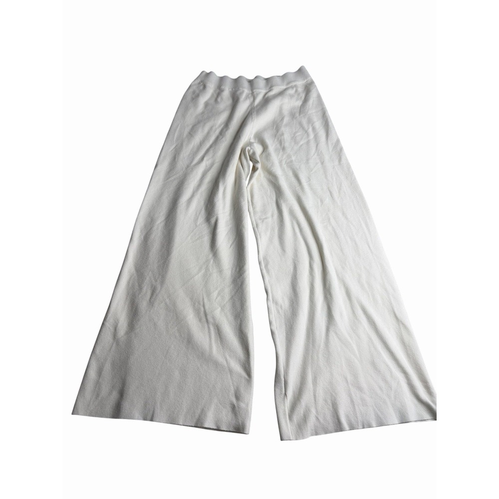Mavie Women's White Wide Leg Pull On Pants Size L Soft Stretch Lounge Casual